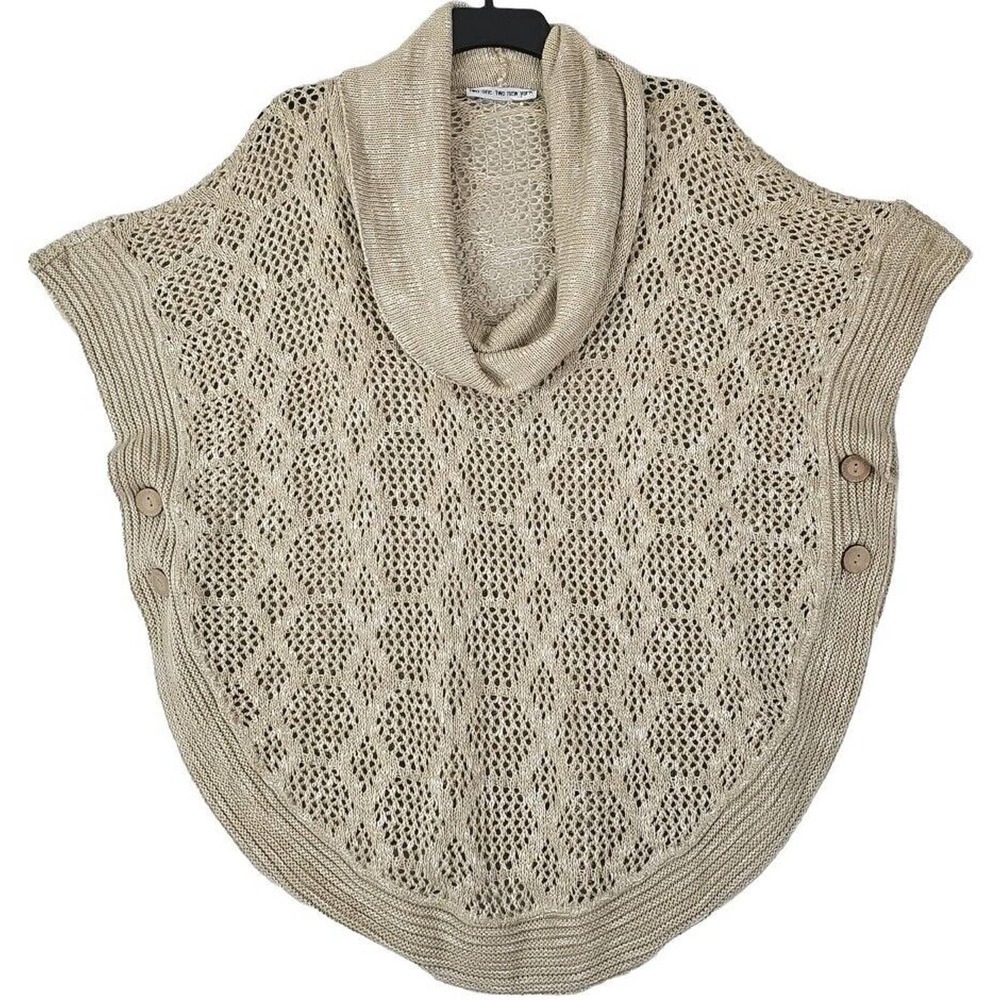 Two-One-Two New York ~Woman Size XL~ Beige Knit Cowl Neck Kimono Sweater Boho.